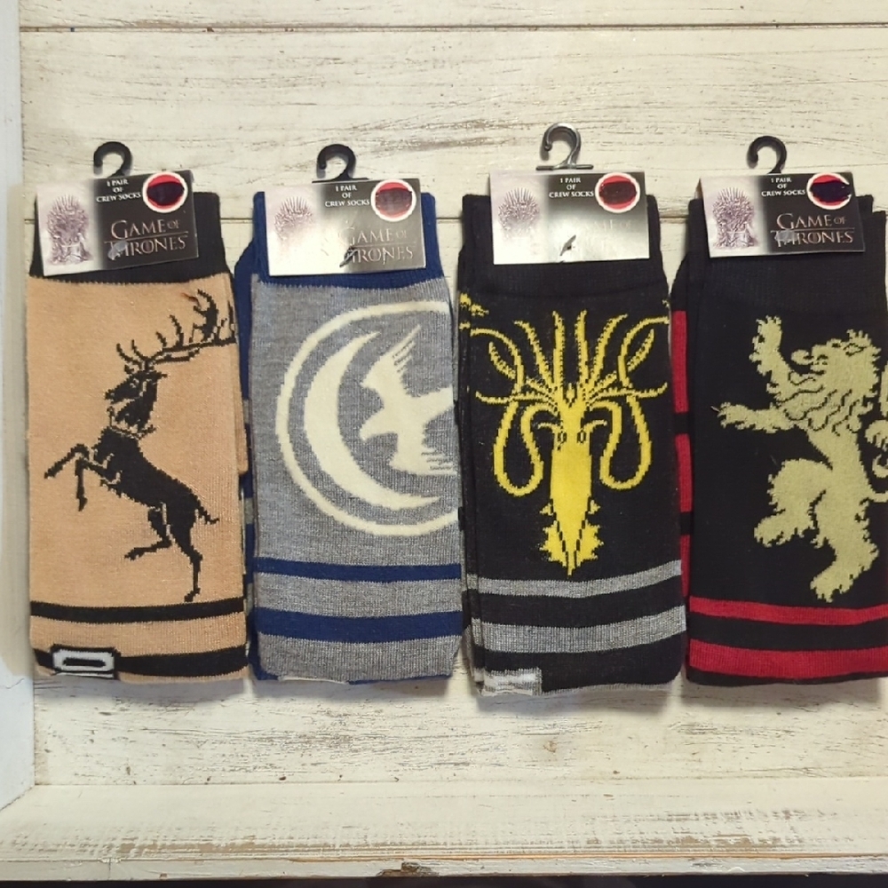 Game Of Thrones Crew Socks Assorted Bundle Of 4 NWT